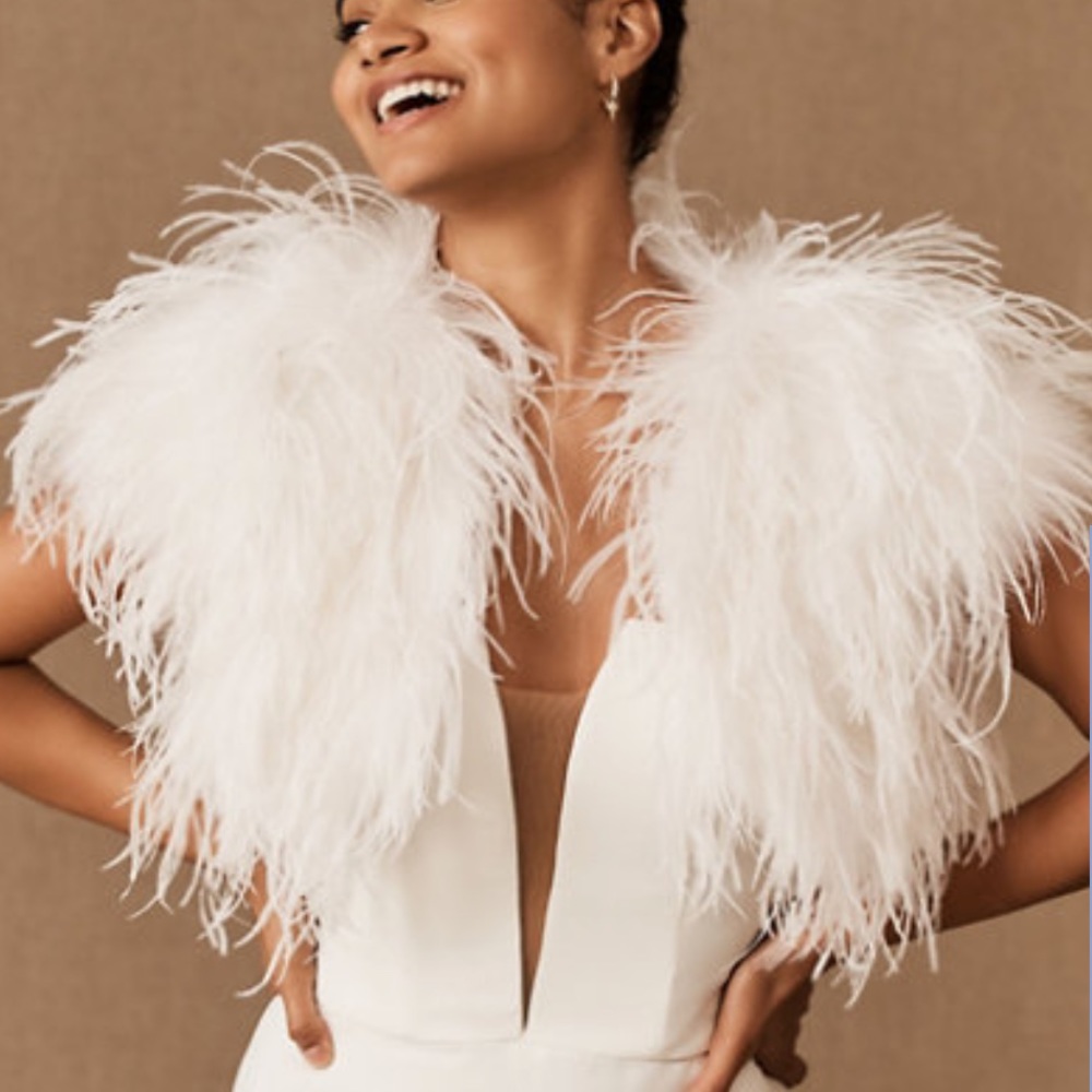 Bubish bolero white ostrich feather